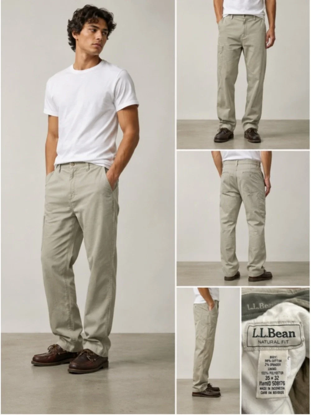 beige L.L.Bean pants feature a durable cotton corduroy exterior and a soft, line